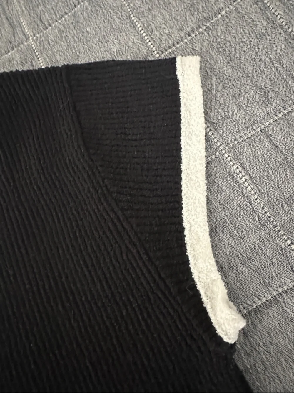 J. Crew Black Short-Sleeve Knit Top with White Trim - Picture 3 of 4